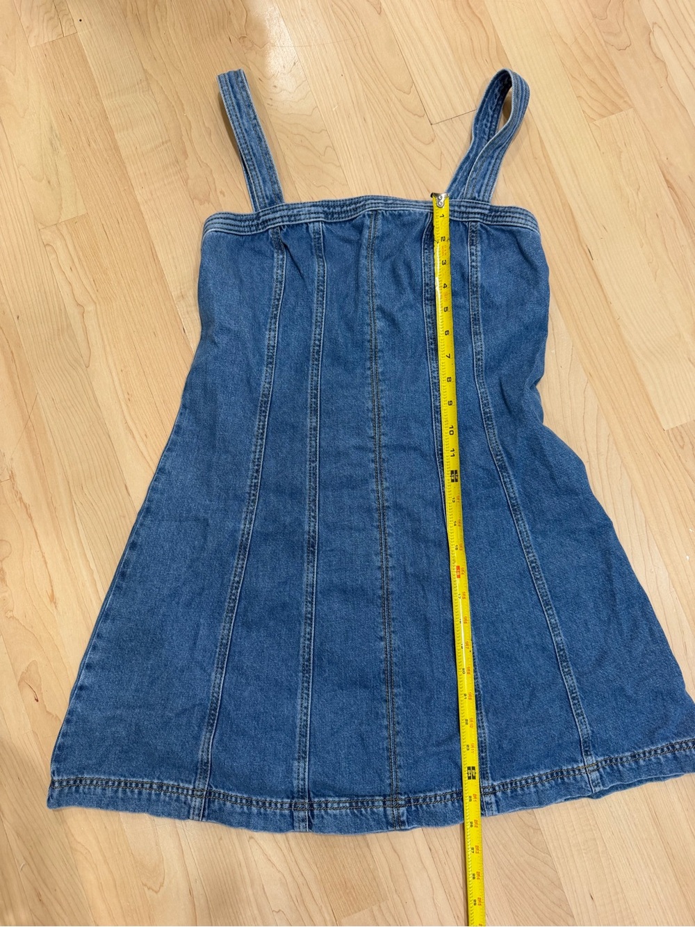 LOFT Blue Denim Mini Pinafore Dress